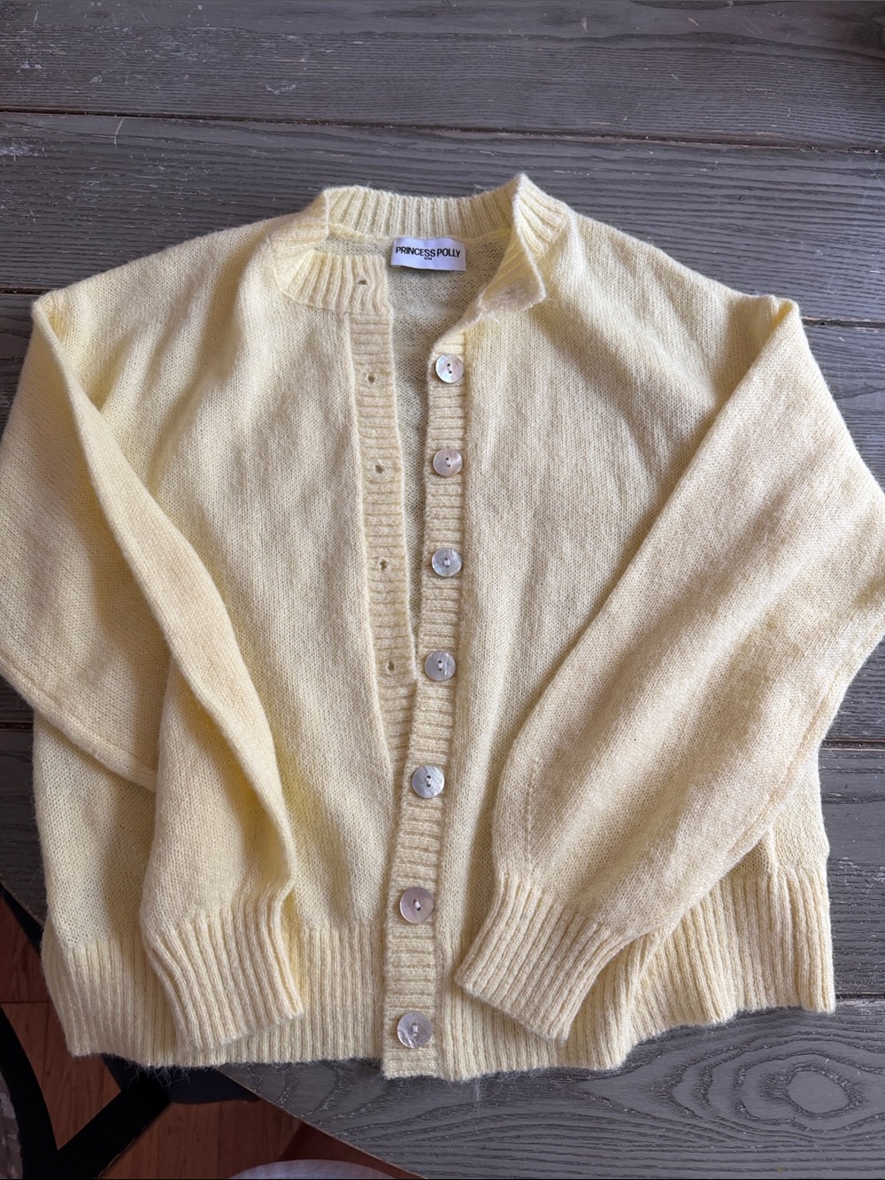 Princess Polly Soft Pale Yellow Button Cardigan